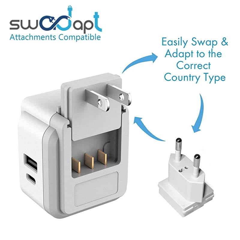 Chile Rome Power Plug Adapter Travel Set Ceptics Safe Dual USB amp UsbC 31A 2 Usa Socket Compact amp Powerful Use In Lybia Tunisia Uruguay Includes Type C Type L Swadapt Attachments