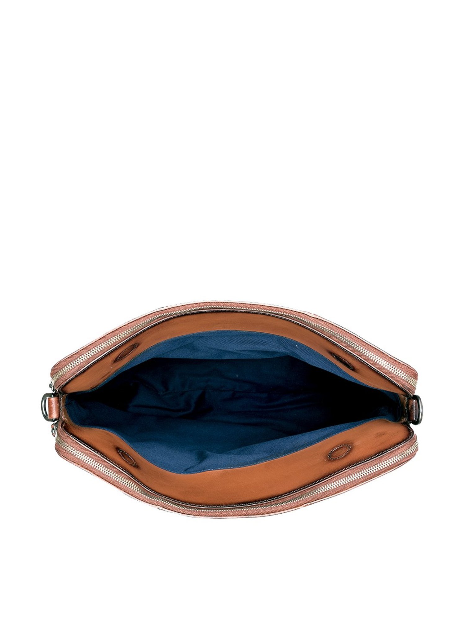 Eske Tan Leather Solid Large Laptap Messenger Bag