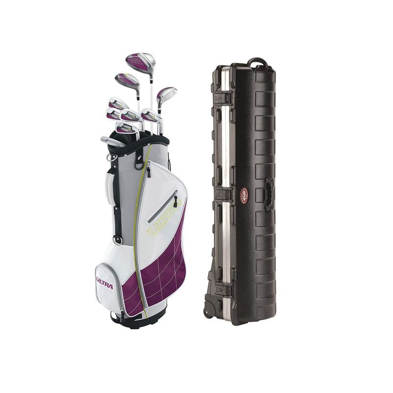 Wilson Ultra Womens Right Handed Golf Club Set & Wheeled Golf Bag Travel Case