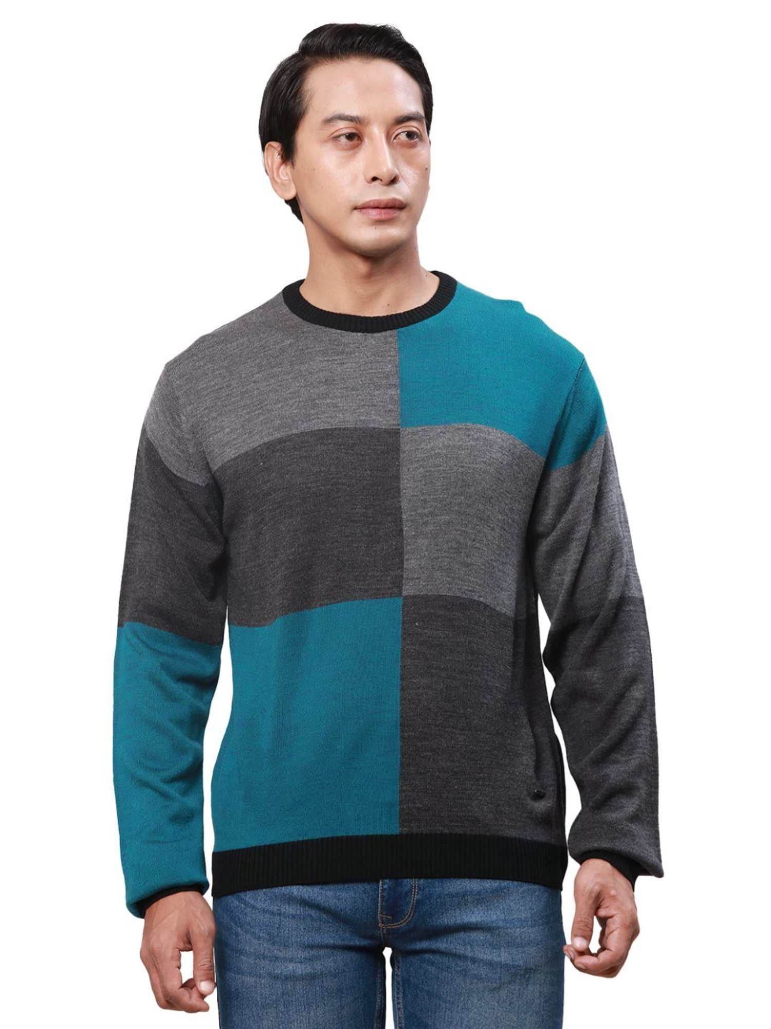 Park Avenue Multicolored Regular Fit Colour Block Sweater