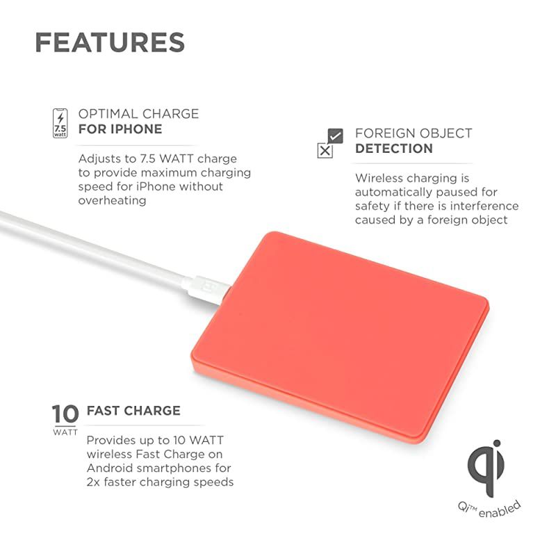 Wireless Charging Pad Qi Certified Fast Charge Station 75W for iPhone 11 11 Pro 11 Pro Max XR Xs Max XS X 8 8 Plus or 10W Galaxy S10 S9 Note 10 Note 9 Coral