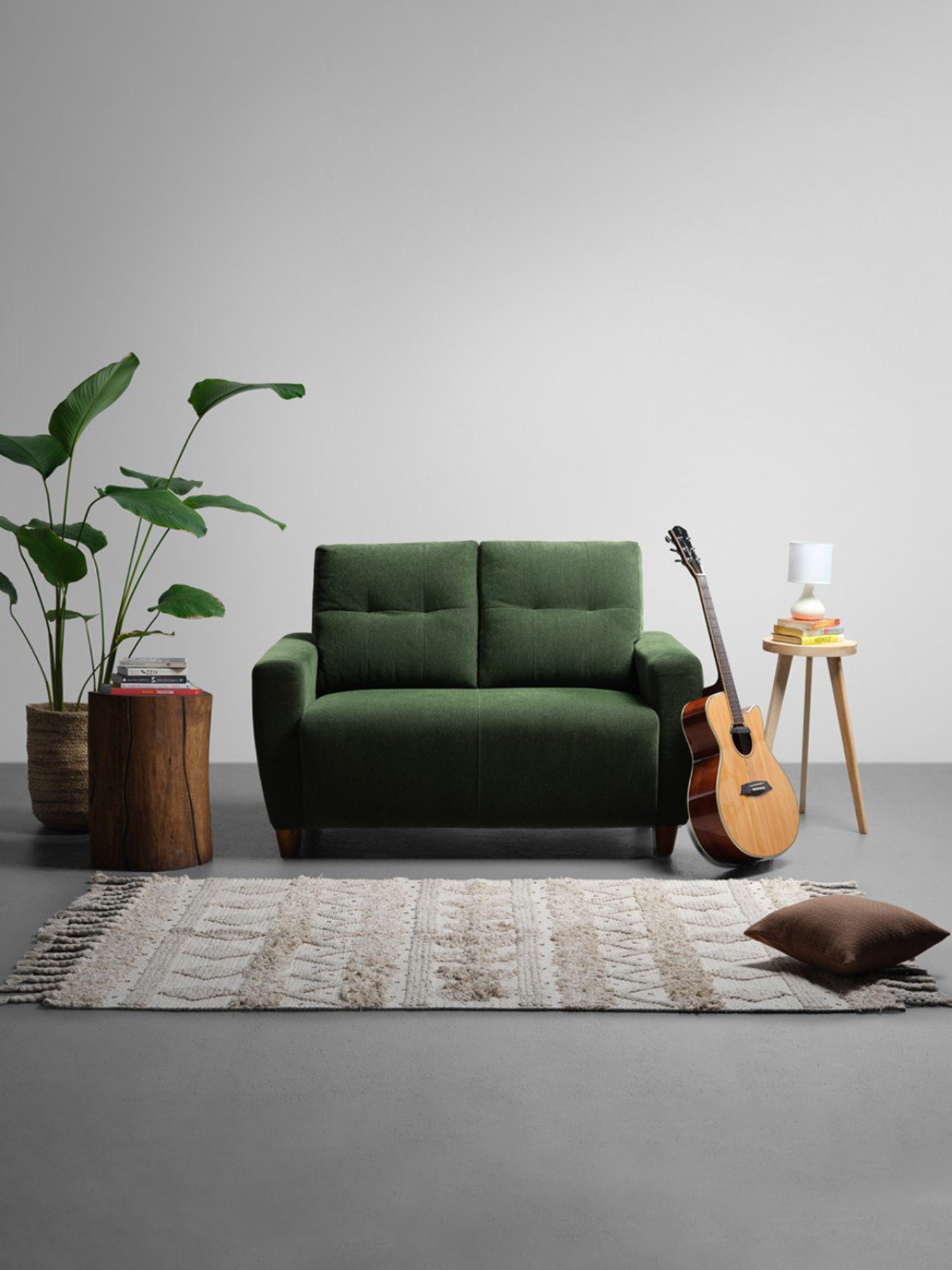 Sleepyhead Yolo Avocado Green Fabric 2 Seater Sofa