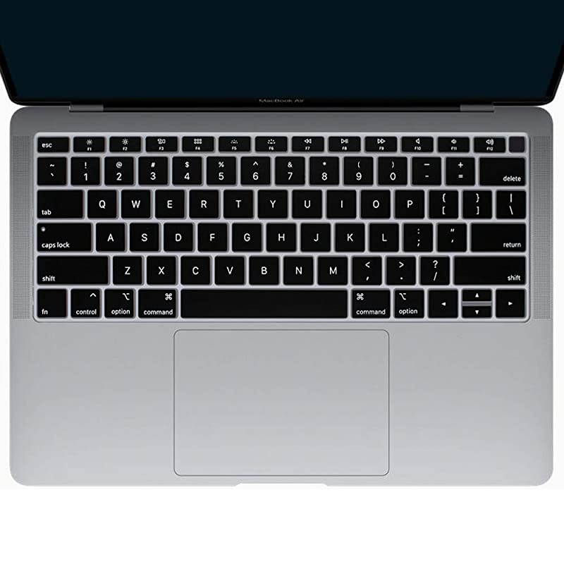 Premium Keyboard Cover Ultra Thin Silicone Keyboard Protective Skin for 2018 2019 MacBook Air 13 133Inch with Touch ID A1932 US Layout NOT FIT for 2020 Version Black