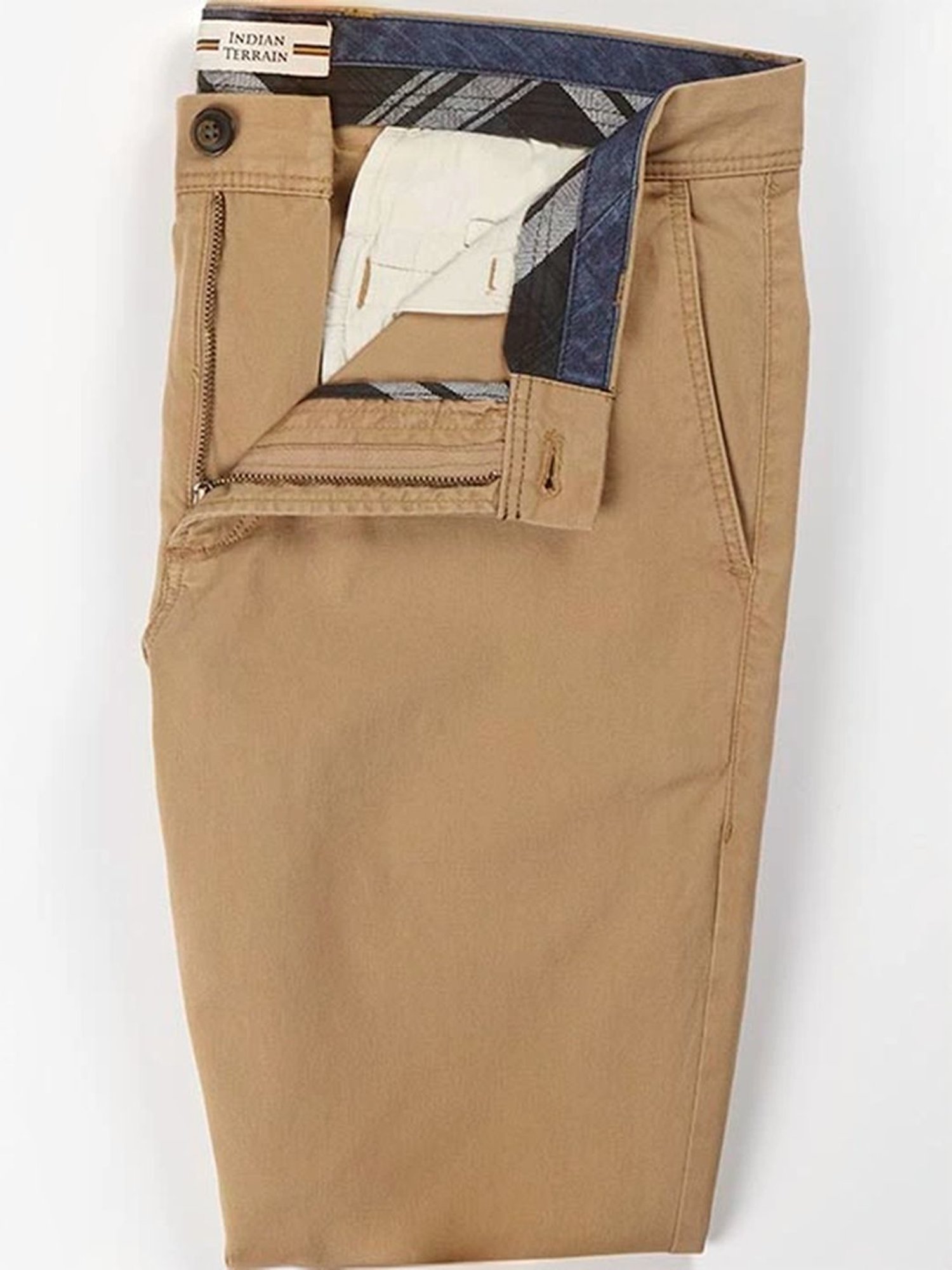 Indian Terrain Khaki Slim Fit Trousers