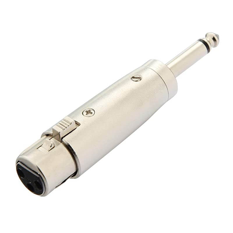 XLR 3 pin Female to 14 TS Adapter 635mm Mono Plug to XLR Female Audio Adapter Gender Changer Connector Silver 1 Pack