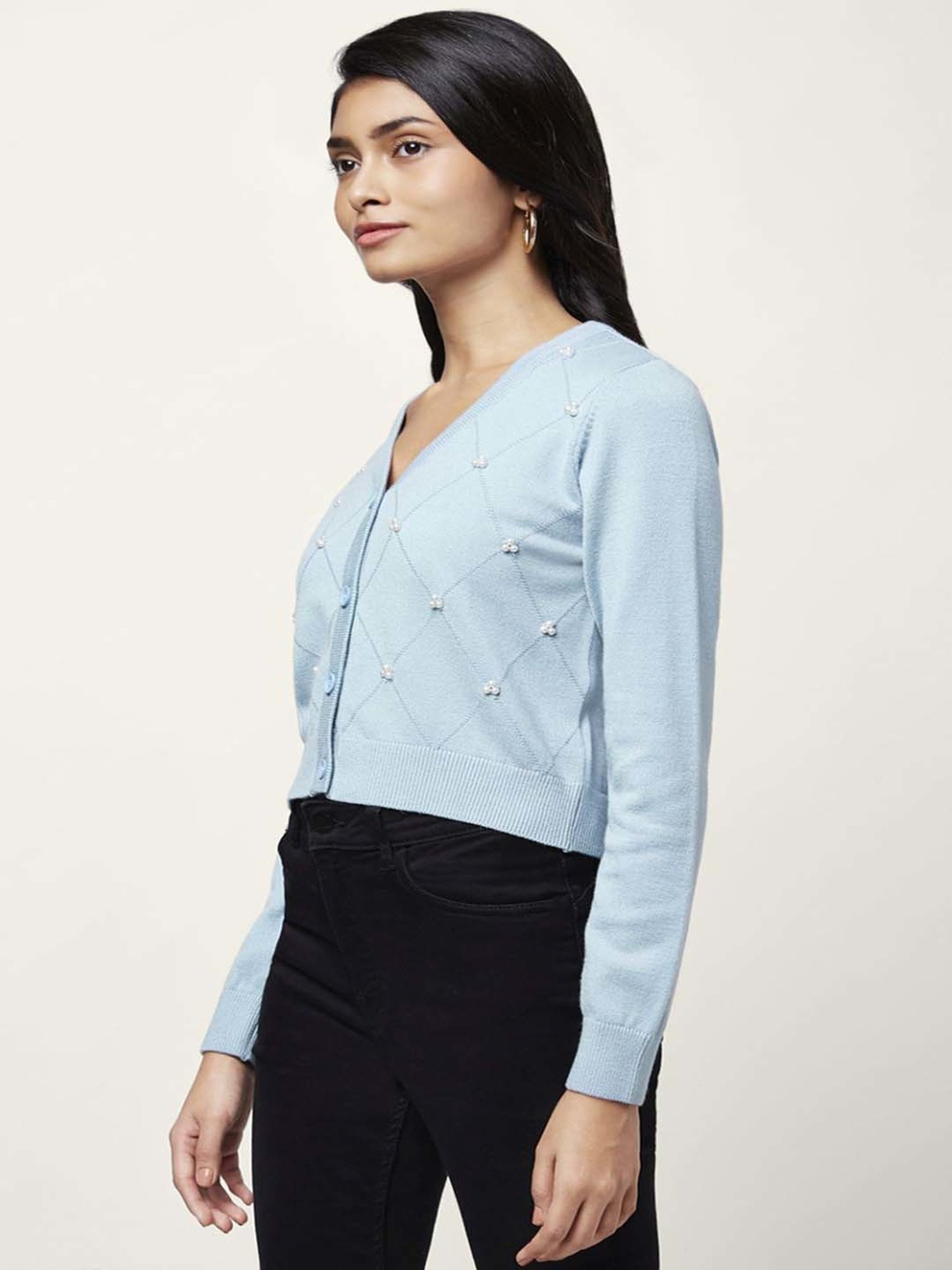 Honey by Pantaloons Blue Embellished Cardigan