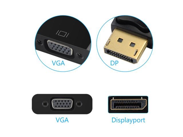 CORN DisplayPort to VGA Male to Female Active Cable Adapter 1920x1200 1080P for PC Laptop Macbook projector - Black