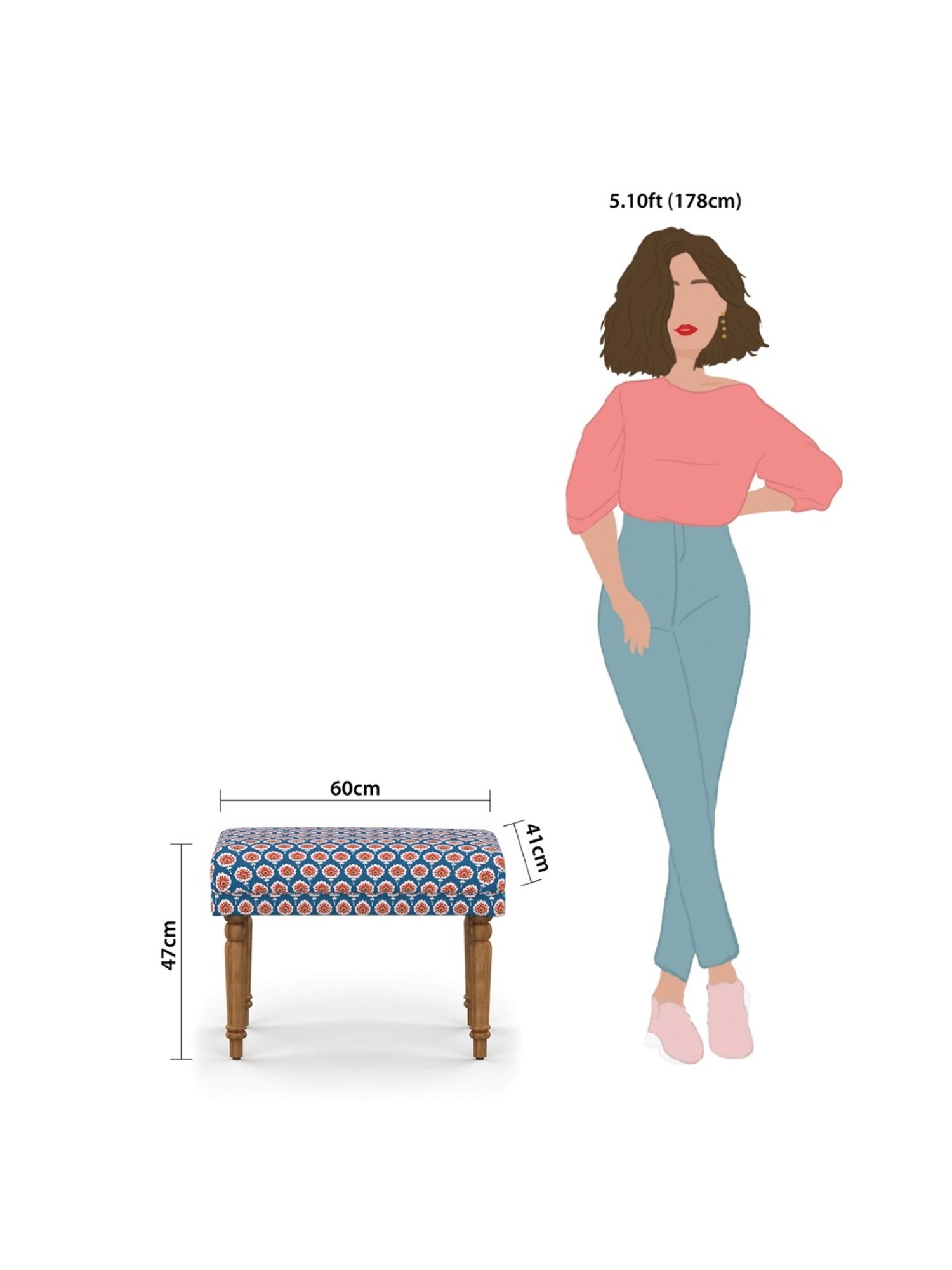 Chumbak Jodhpur Sailor Solid Blue Sheesham Wood Bench