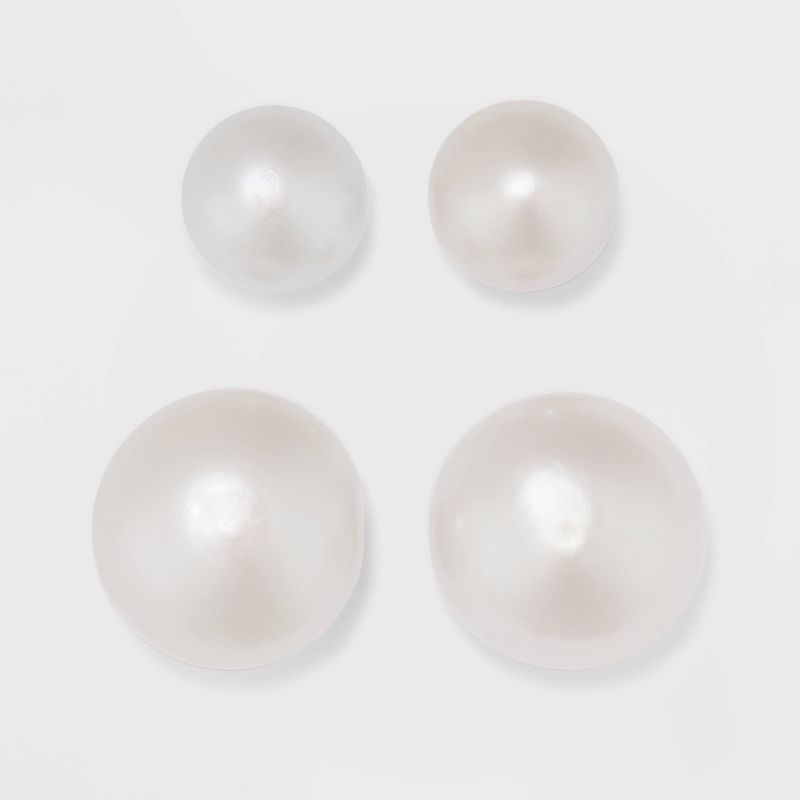 Freshwater Pearl Sterling Silver Stud Fine Jewelry Earrings 2pc - A New Day™ Silver/White