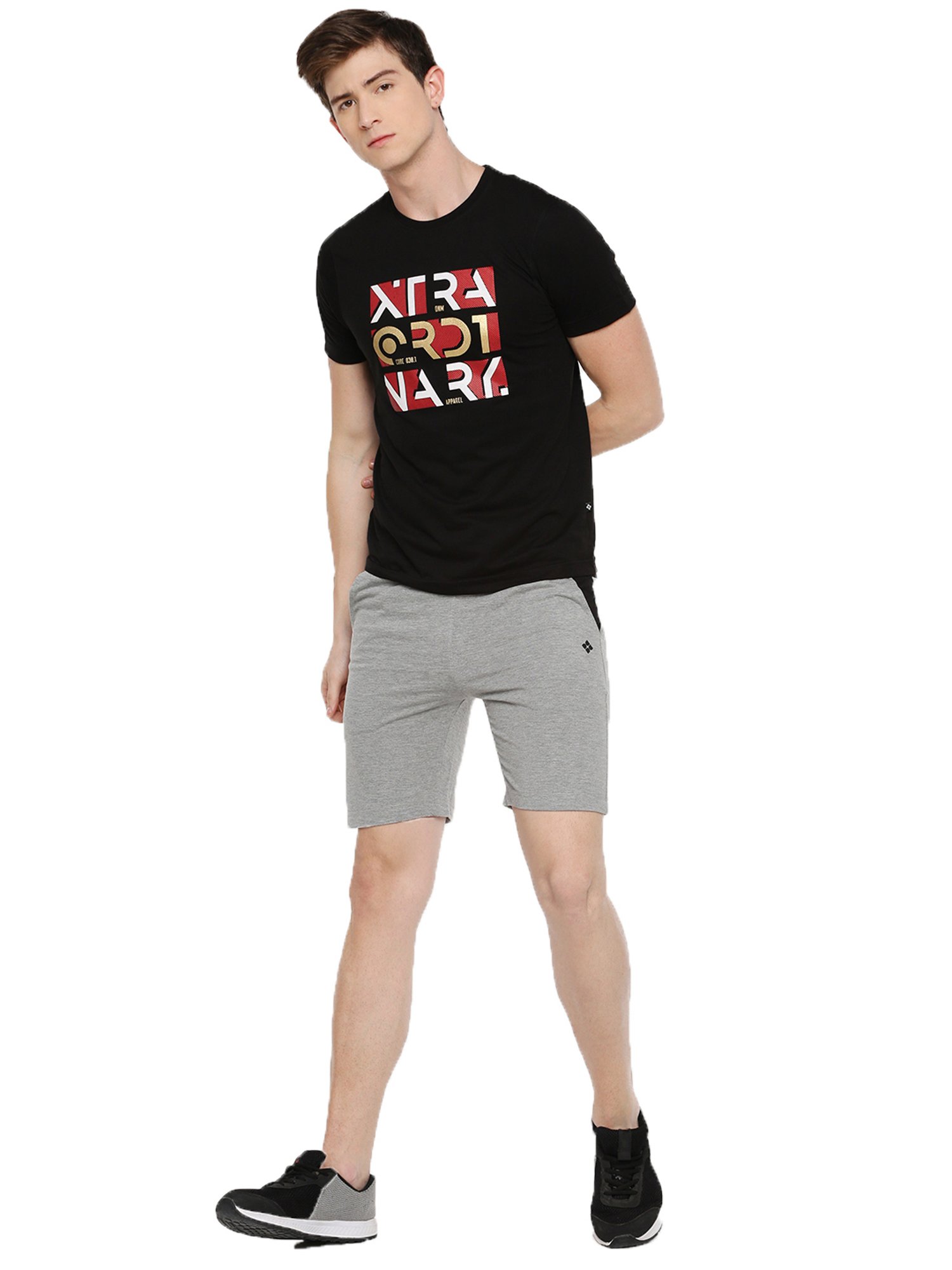 Dollar Grey Cotton Regular Fit Colour Block Shorts