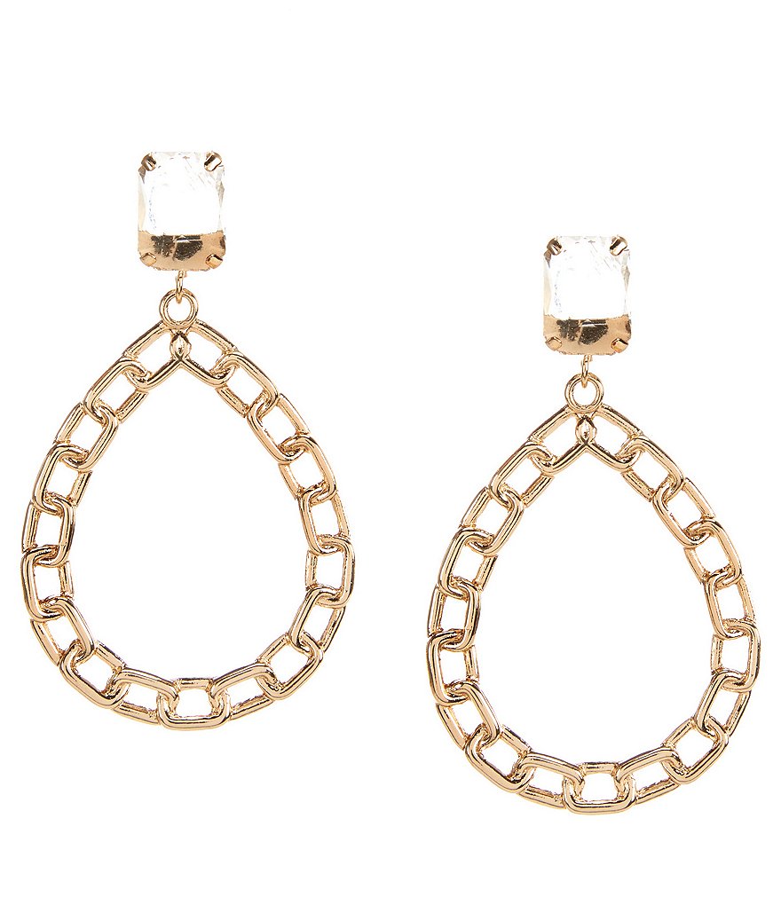 Natasha Accessories Stone Link Drop Earrings