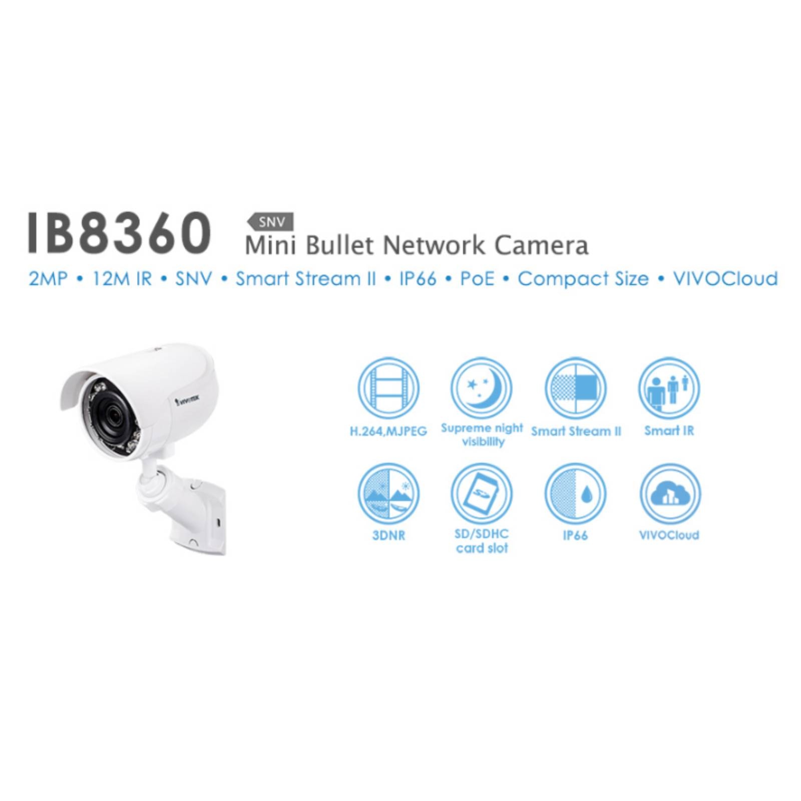 Vivotek IB8360-W 2 Megapixel Network Camera - Monochrome, Color