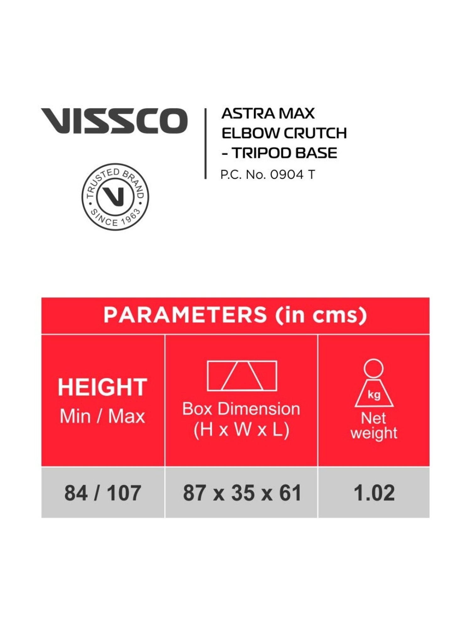 Vissco Astra Max Elbow Crutche (Black)