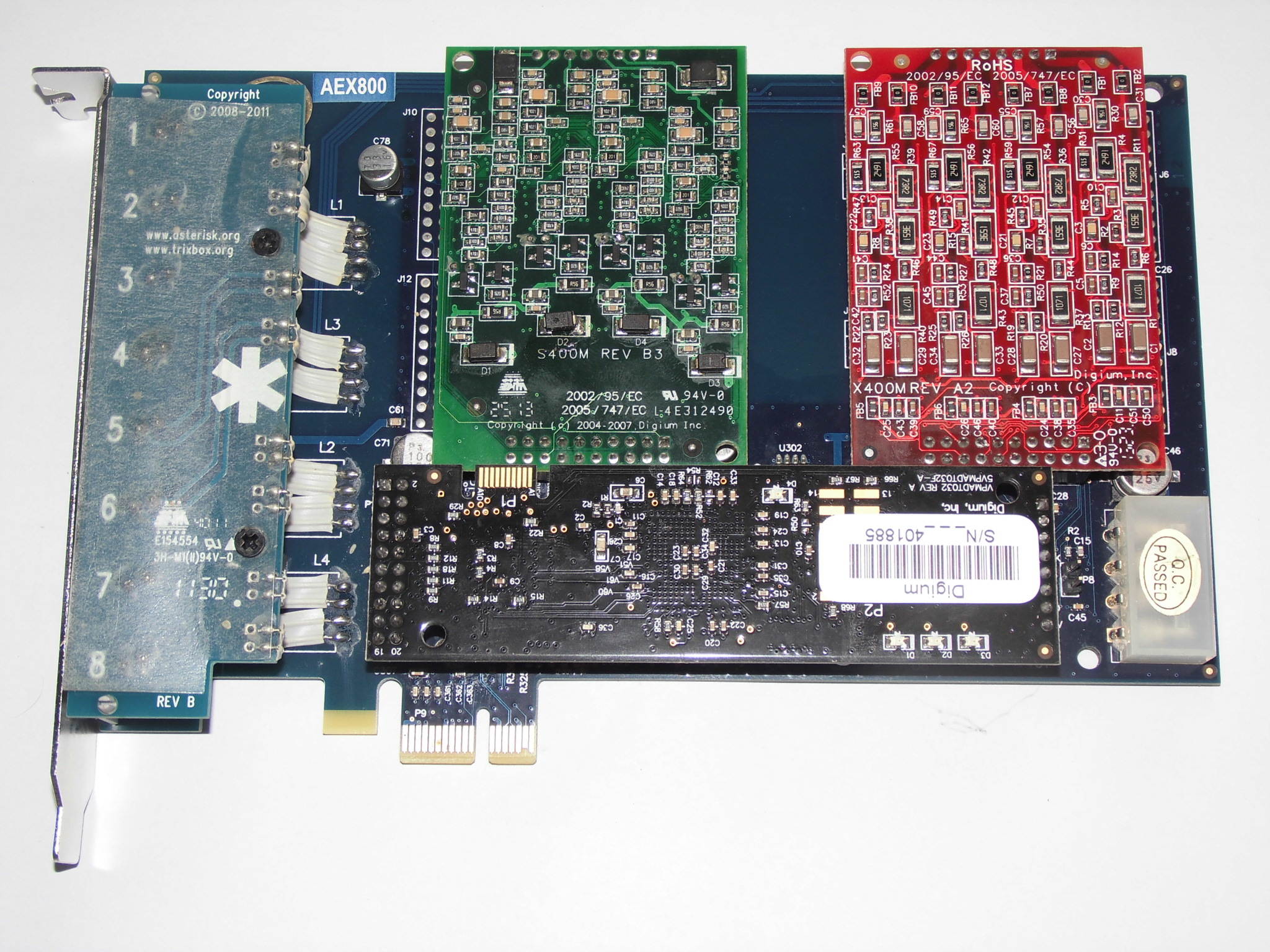 AEX800 AEX800P 8 (x400m+s400m) ports pic-E interface voip Analog Asterisk Card + VPMADT032 hardware Echo Cancellation Module,TDM800