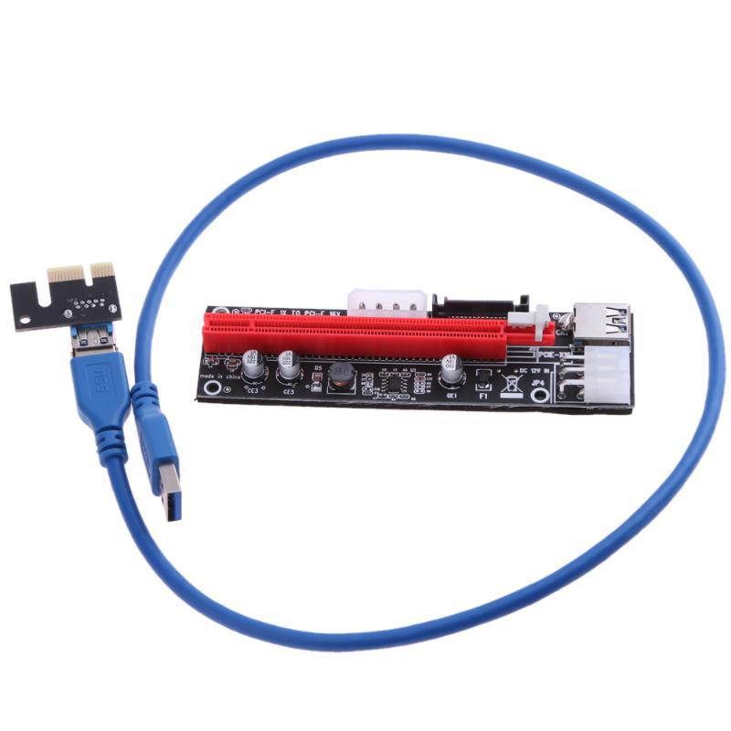 PCI-E PCIE PCI Express 1X To 16X With 4pin 6pin 15pin Extension Riser Card With USB3.0 Adapter Cable 60cm For GPU Miner Riser