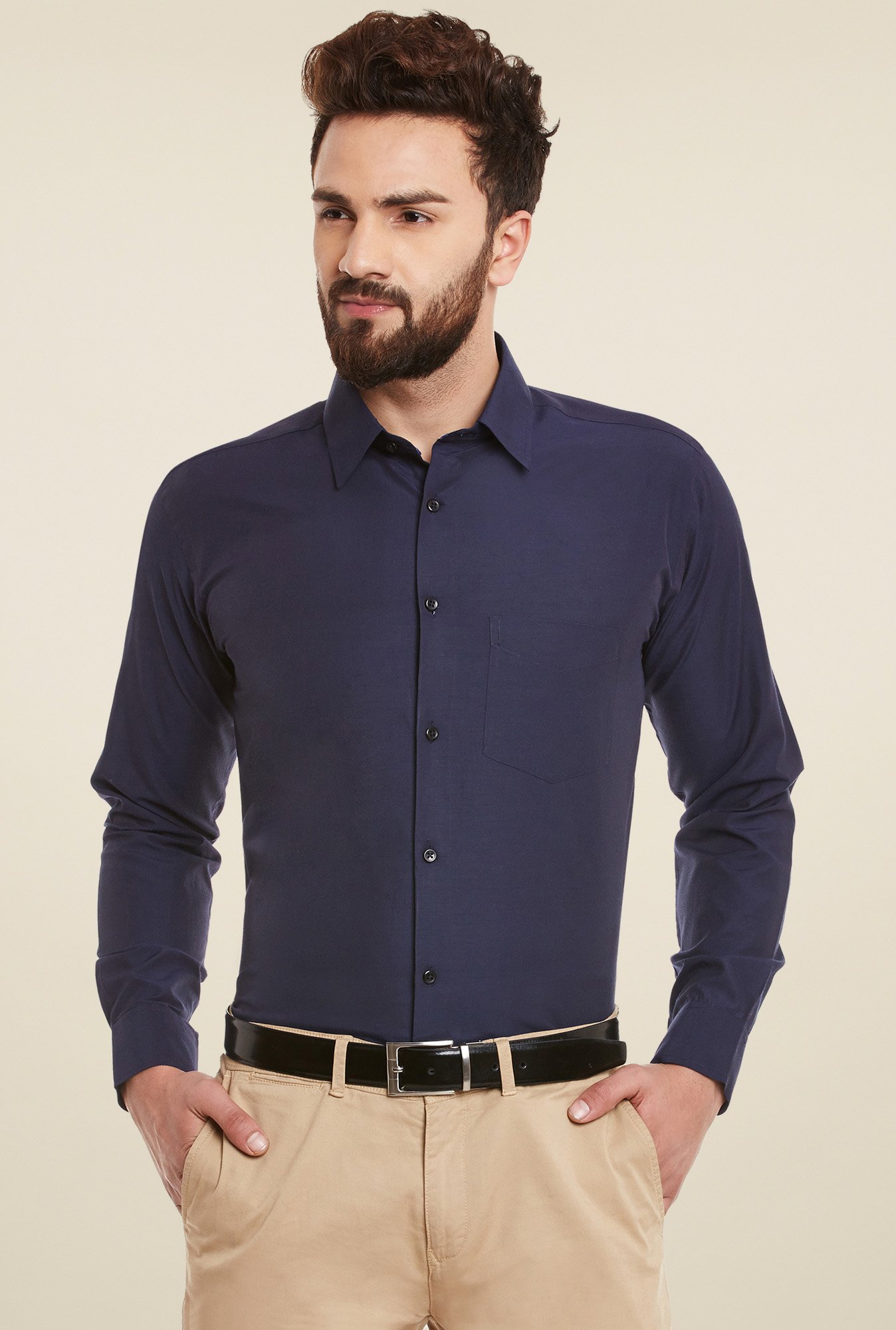 Hancock Dark Blue Slim Fit Shirt