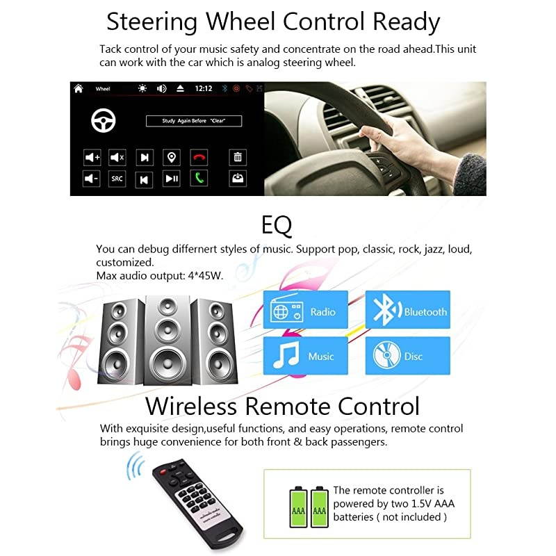 Din Car Stereo GPS Navigation System DVD Player Bluetooth 2 Din Car Radio Capacitive Touch Screen + Free Backup Camera Support SWC USB SD 1080P Wireless Remote Control Car Logo Multi Language