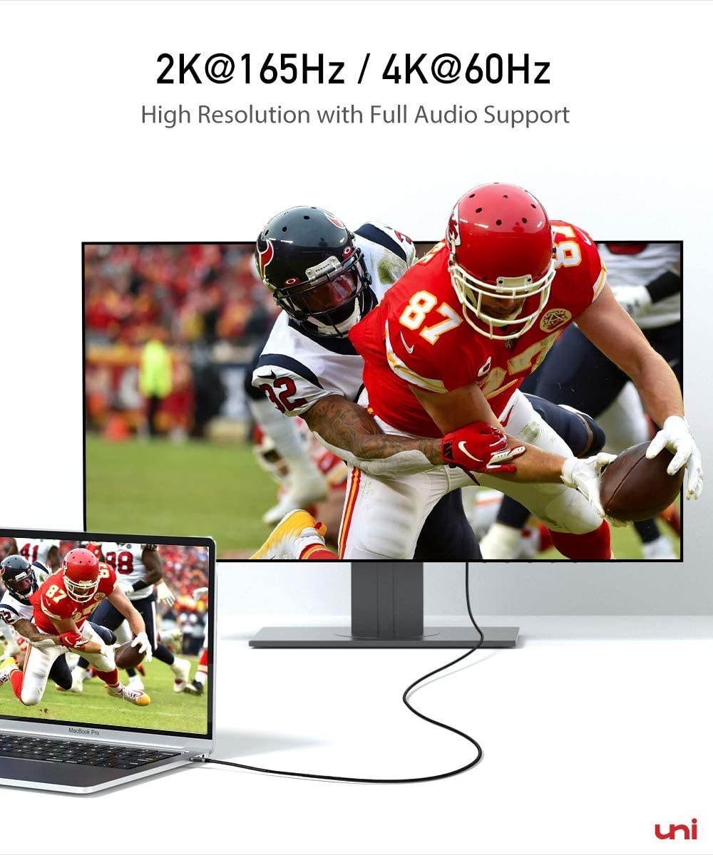 USB C to DisplayPort Cable for Home Office (4K@60Hz 2K@165Hz) uni Sturdy Aluminum DisplayPort to USB C Cable [Thunderbolt 3 Compatible] for MacBook Pro MacBook Air/iPad Pro 2020/2018 XPS 15/13