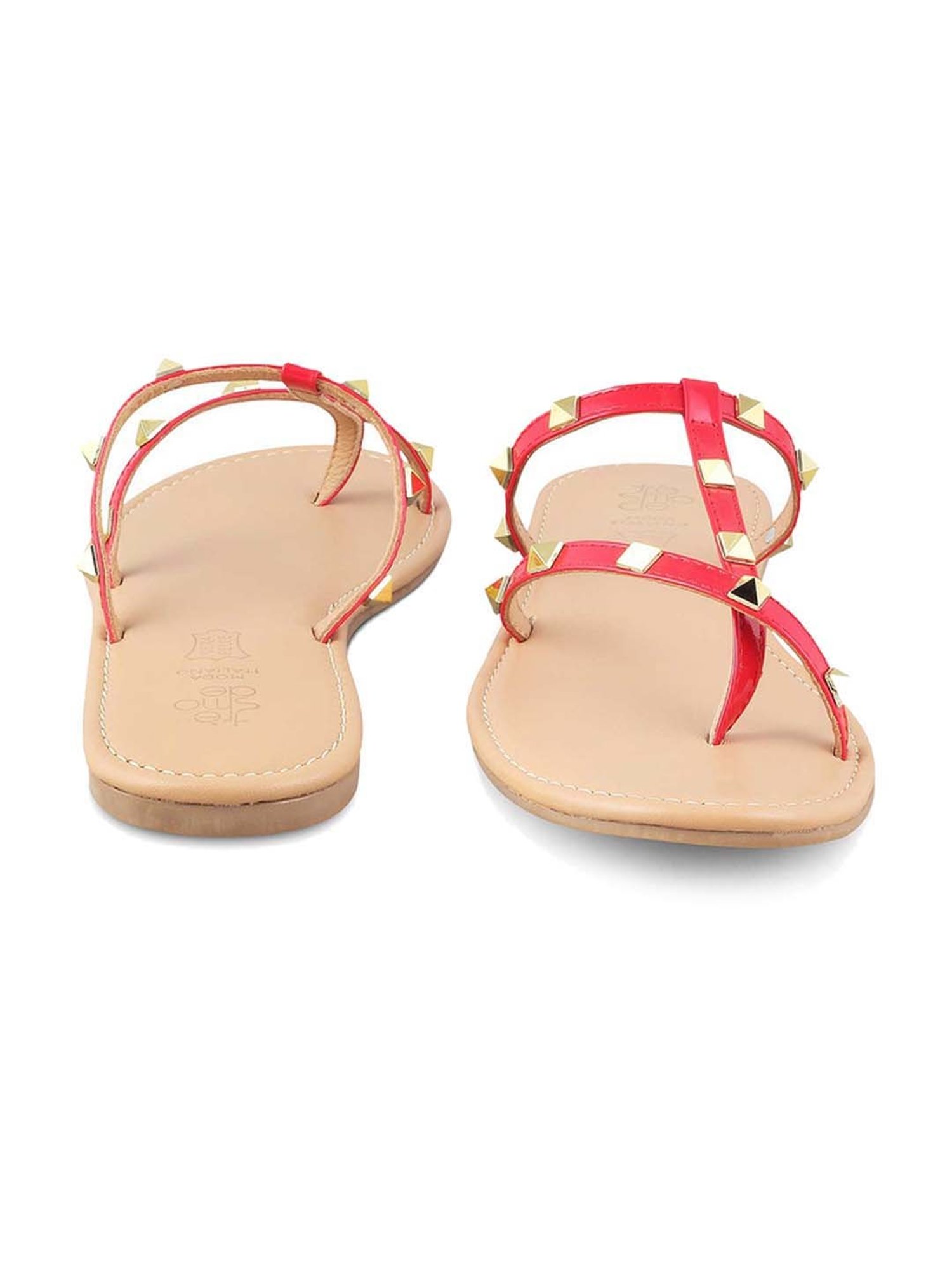 Tresmode Women's Red Toe Ring Sandals