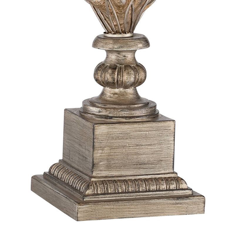 Barnes and Ivy Traditional Table Lamp with Nightlight LED Mercury Glass Off White Mist Fabric Bell Shade for Living Room Family