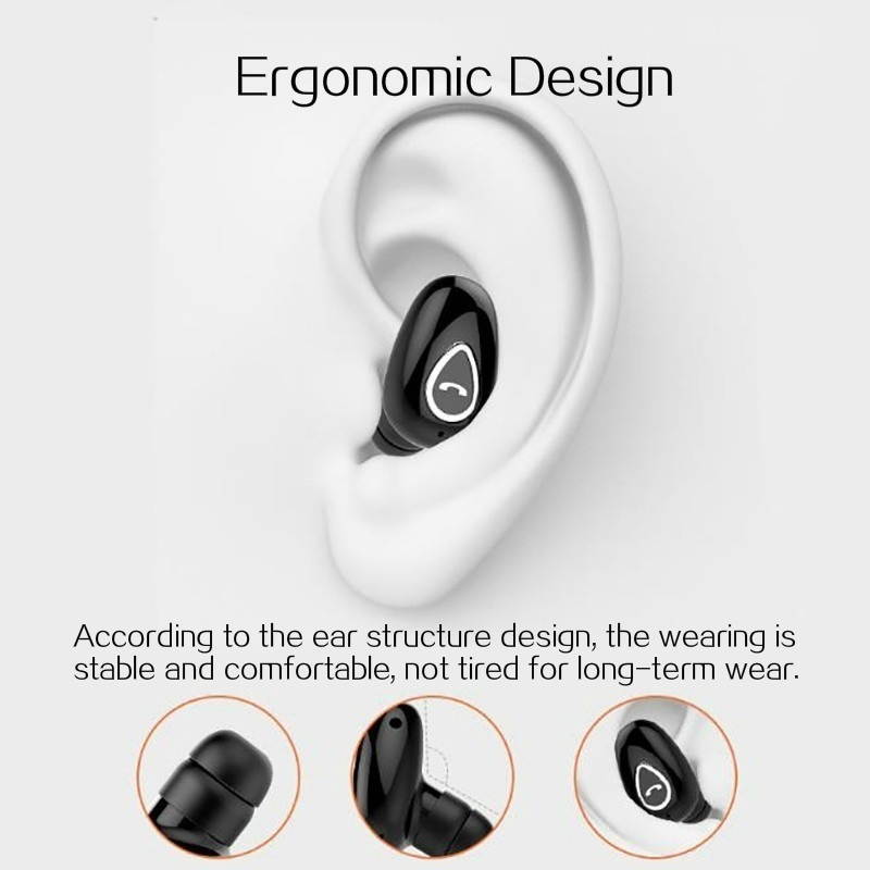 Zgeer Wireless Mini Bluetooth Earphone Earbuds Single Ear Headset with Microphone