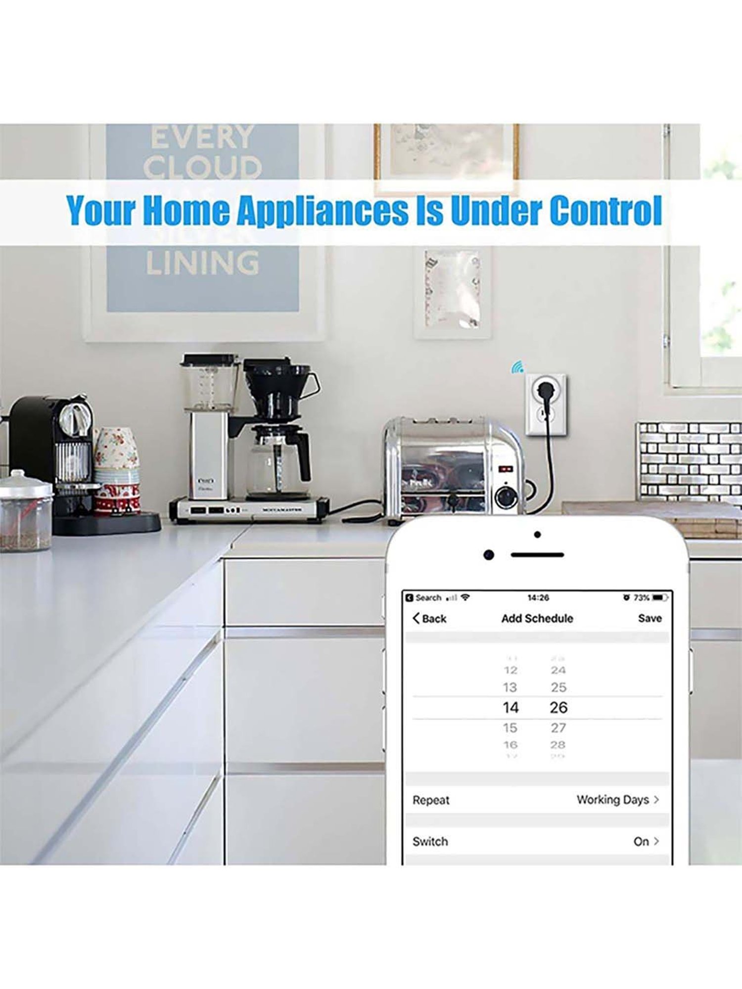 HomeMate WiFi Smart Plug 16A Socket (White)