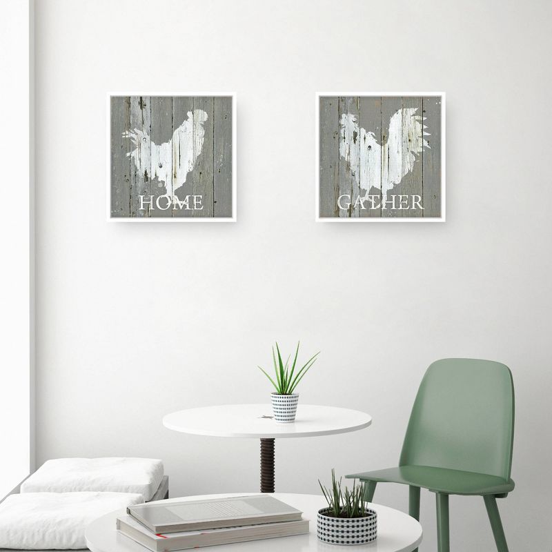 Set of 2 Galvanized Rooster I & II Framed Canvas Art Prints - Masterpiece Art Gallery