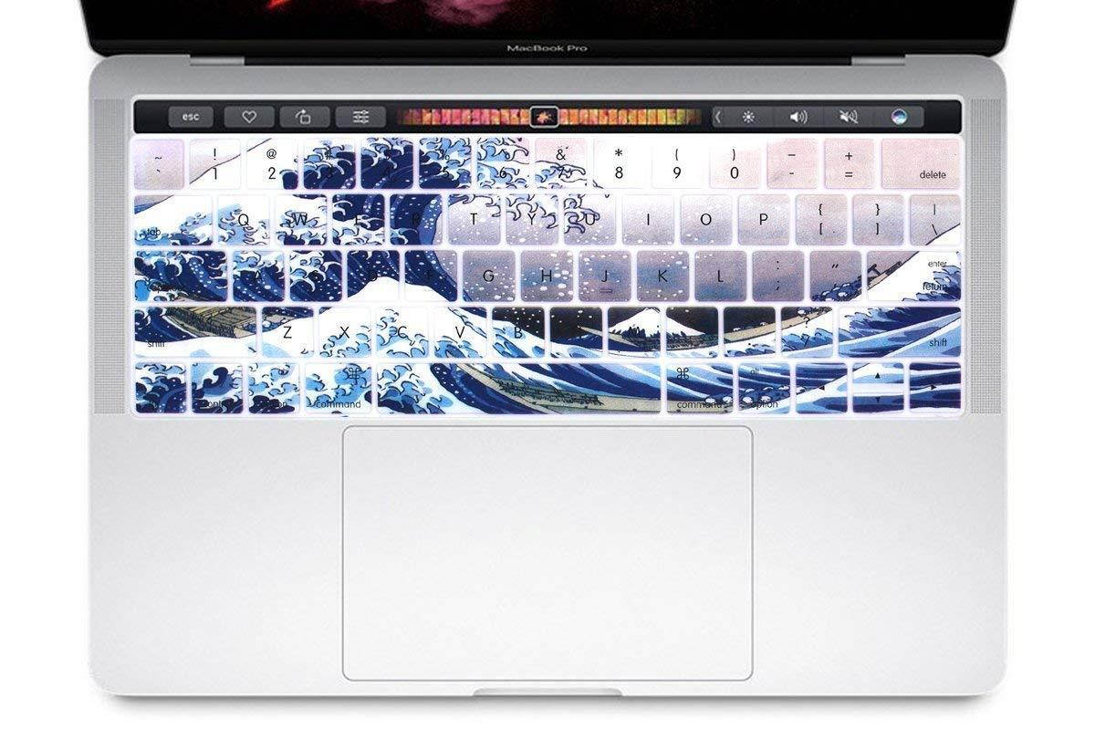 YMIX MacBook Keyboard Cover - Washable Silicone Keyboard Cover for MacBook Pro 13 (A1706) & Pro 15 (A1707) with Touch Bar - Showa Sea