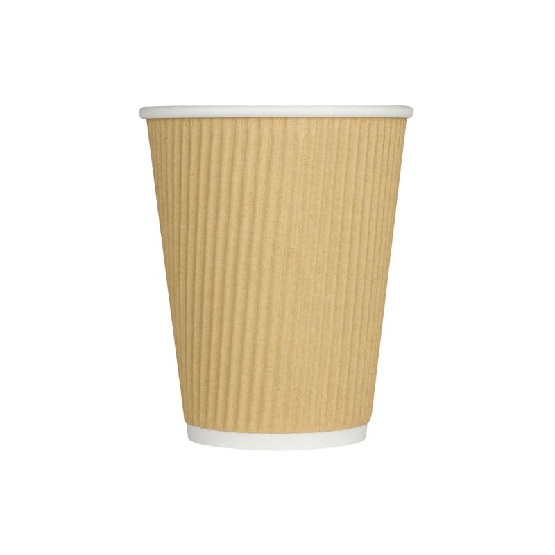 Karat 8 Ounce Ripple Grip Sturdy Insulated To Go High Quality Recyclable Paper Hot Cups for Coffee, Tea, and Hot Chocolate, Beige (500 Pack)