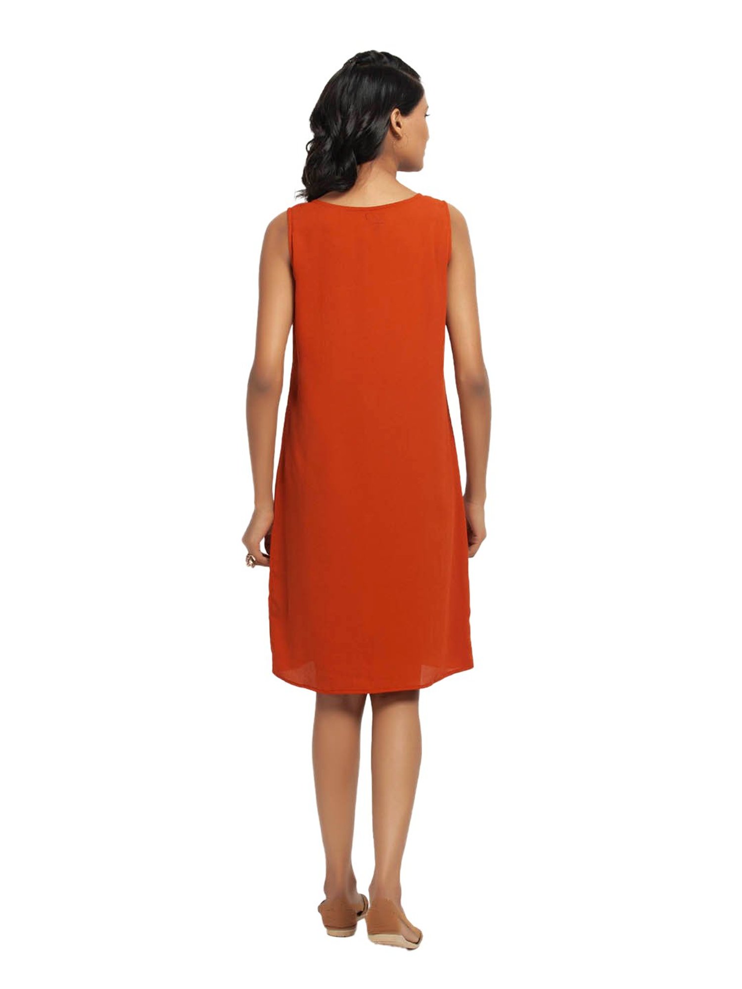 Office & You Orange Straight Fit Dress