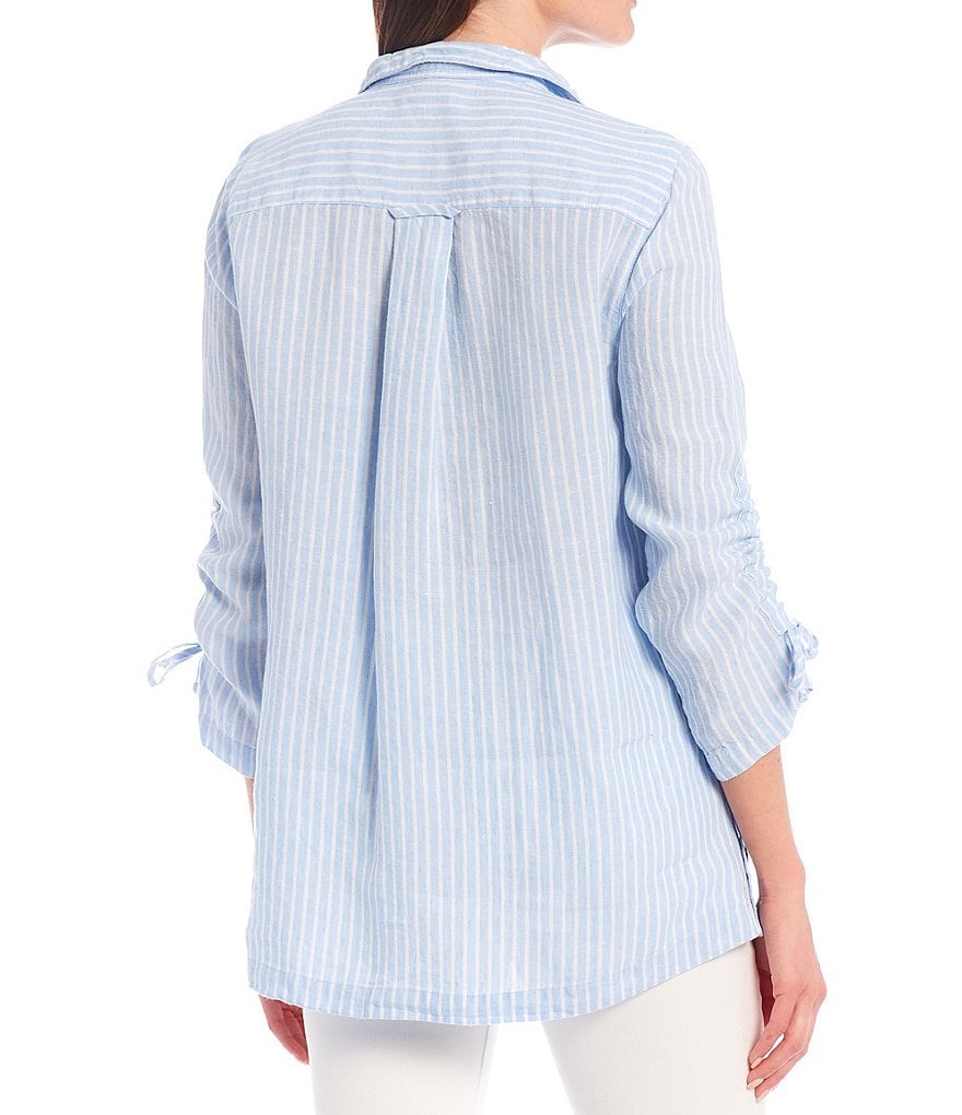 John Mark Cinch Tie Sleeve Wire Neck Linen Tunic