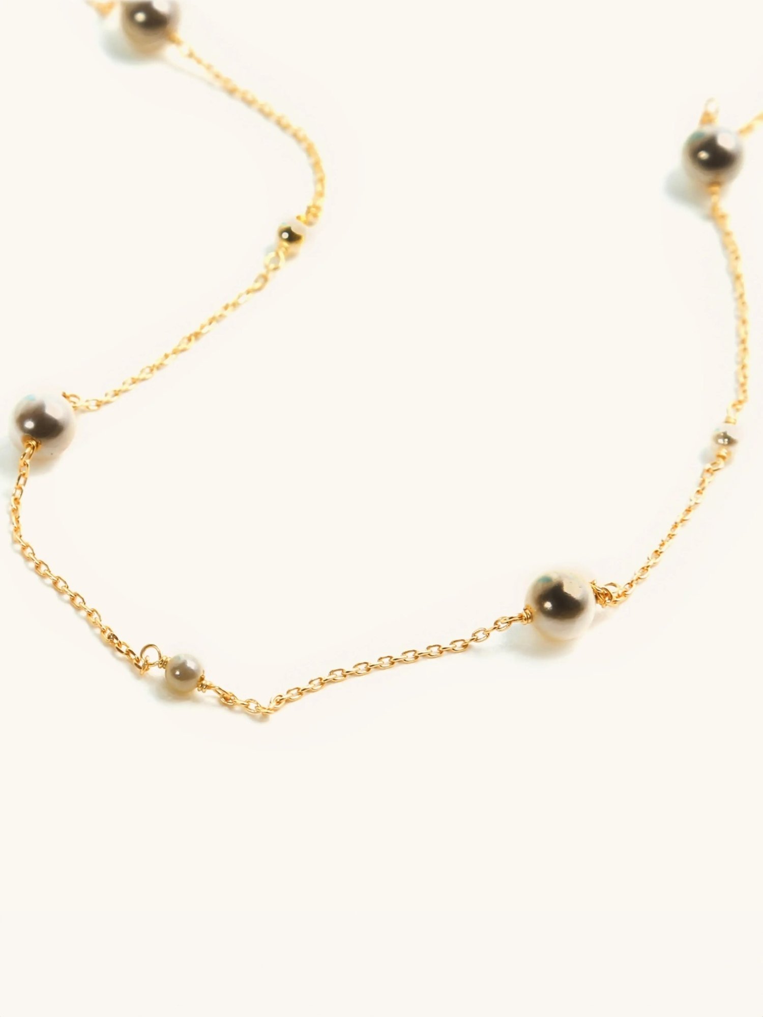 Mabel 92.5 Sterling Silver 18k Gold-Plated Beaded Small and Big Pearl Necklace