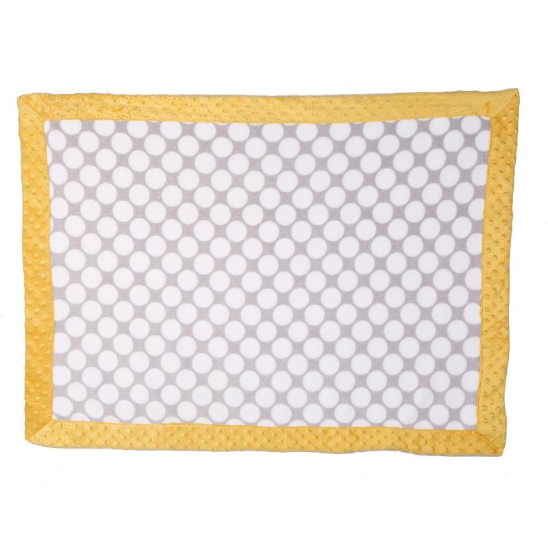 Bacati - Grey Dots with Solid Border Blanket (Grey Dots/Yellow Border)