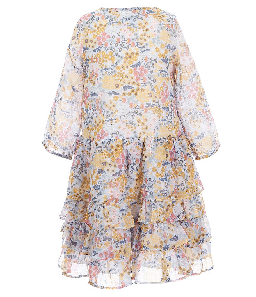 Pippa & Julie Little Girls 2T-6X Long-Sleeve Floral Chiffon Shirtdress