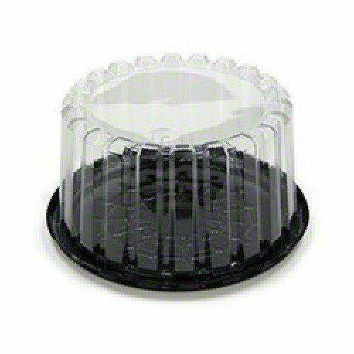 Pactiv YCI8-9701, 7-Inch Plastic Black Cake Container With Deep Dome Lid 100PCS