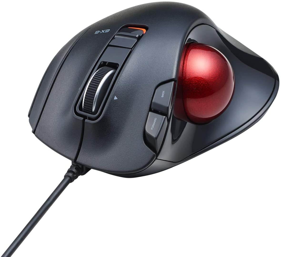 Wired Thumb-Operated Trackball Mouse, 5-Button Function with Smooth Tracking, Precision Optical Gaming Sensor Red Ball