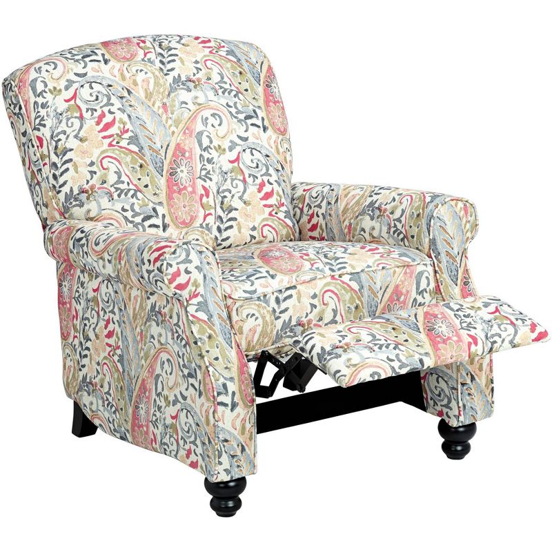 Elm Lane Ethel Coral Paisley Push Back Recliner Chair