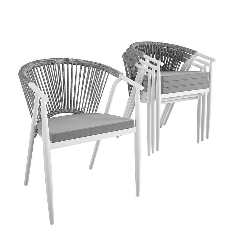 Circi 4pk Stacking Chairs with Rope Weave - Charcoal/White - CosmoLiving by Cosmopolitan