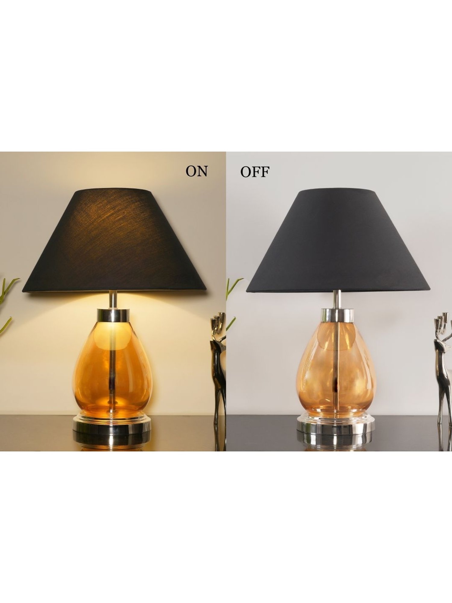 Kapoor Lamp Shades Amber & Pink Glass Fondi Finish Table Lamp