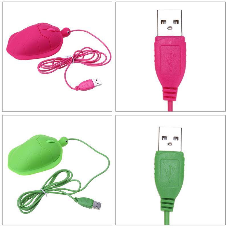 1.5m Wire Cute Turtle Shape Home Office Use 800 DPI 3 Keys Optical Mouse for Notebook PC Laptop Computer Peripherals