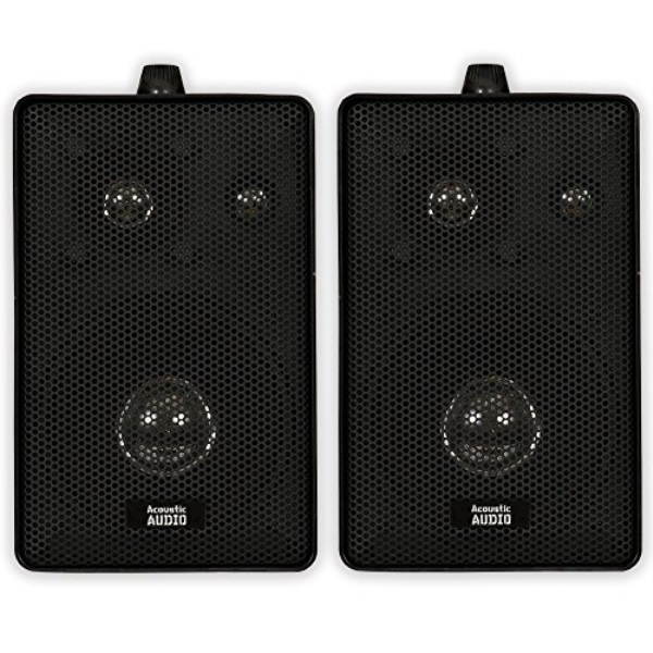 Acoustic Audio 251B Indoor Outdoor 3 Way Speakers 400 Watt Black Pair New