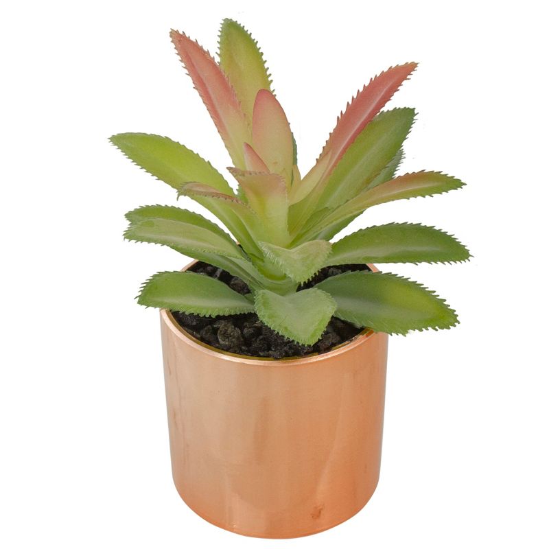 Northlight 5" Green Artificial Aloe Plant in a Rose Gold Pot