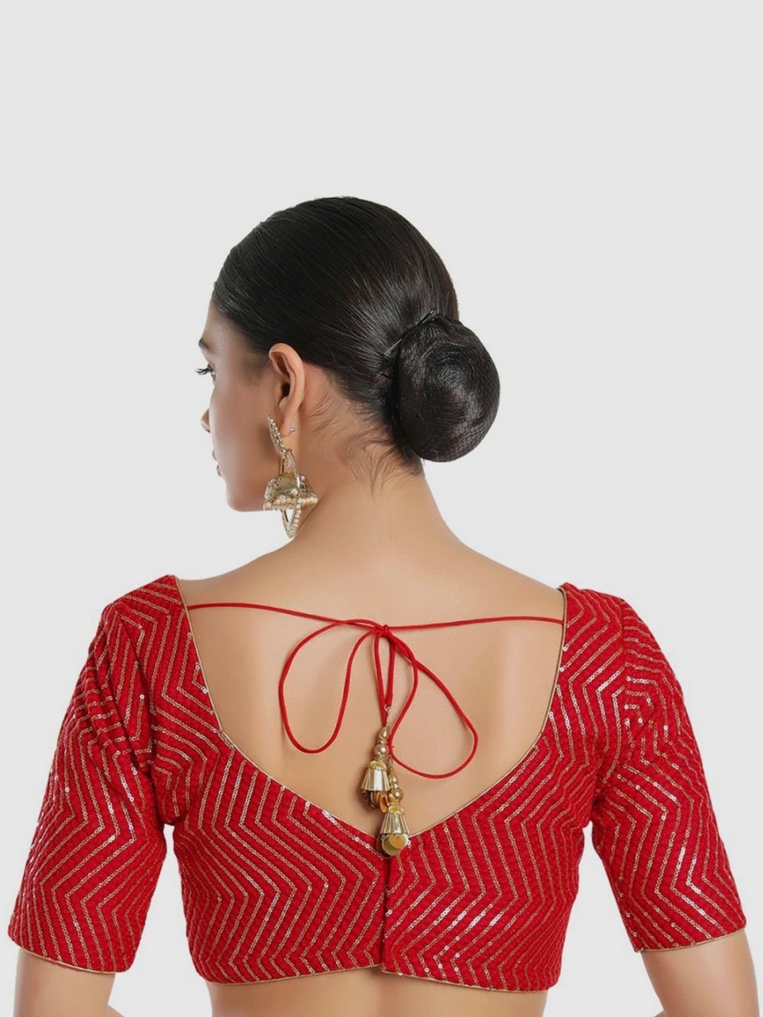 Salwar Studio Red Embellished Readymade Blouse