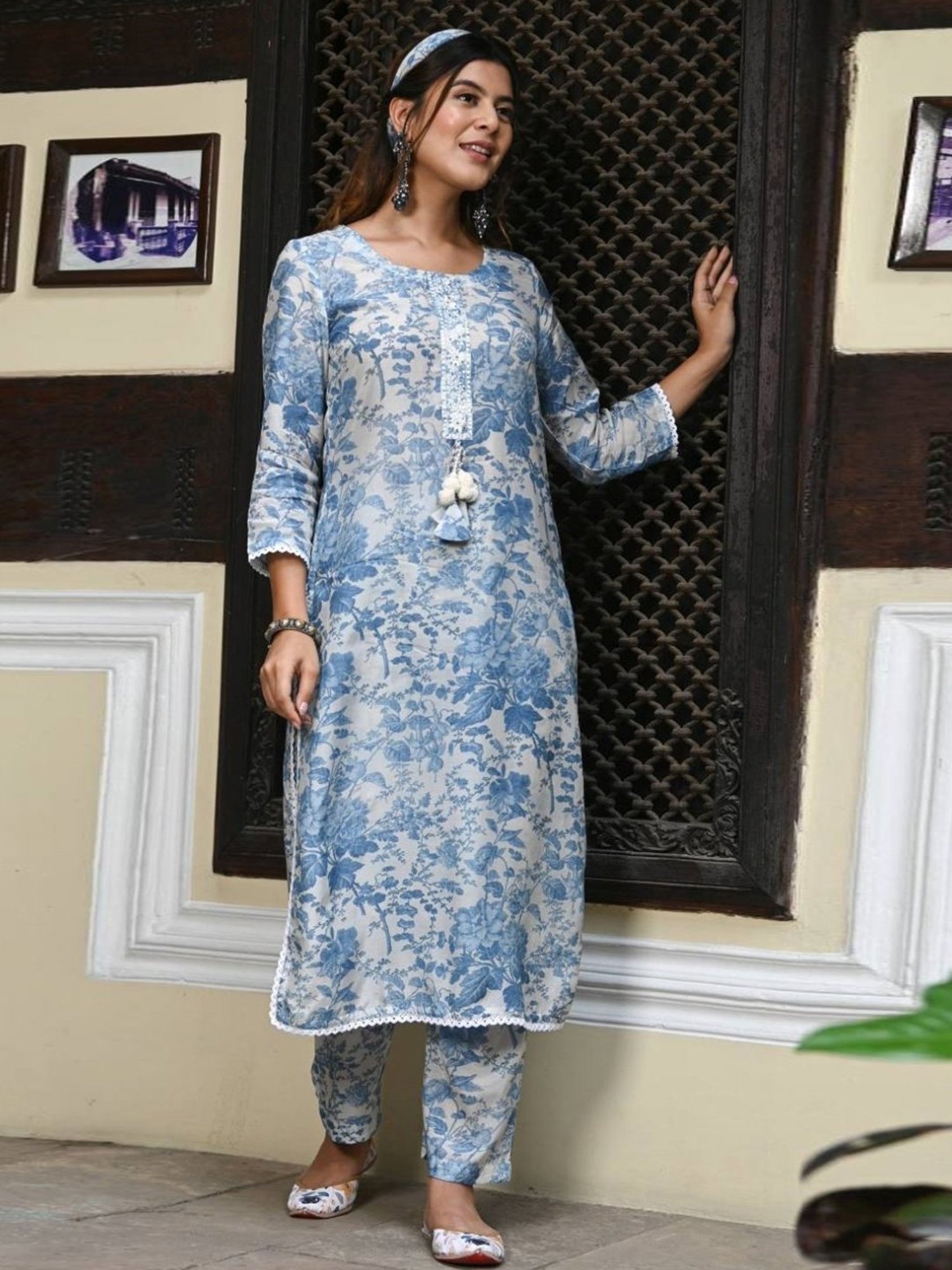 Mahee Jaipur Blue Floral Kurta with Pant