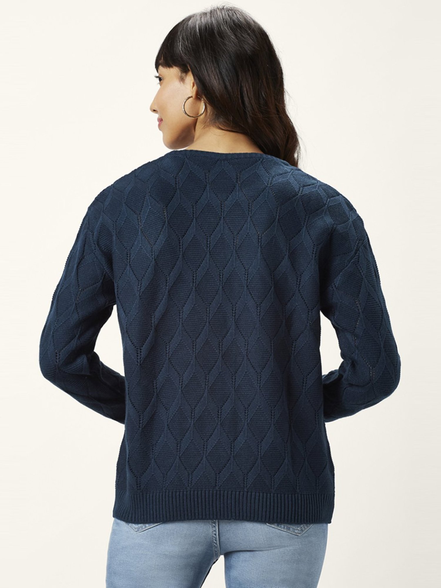 Honey by Pantaloons Blue Self Pattern Sweater