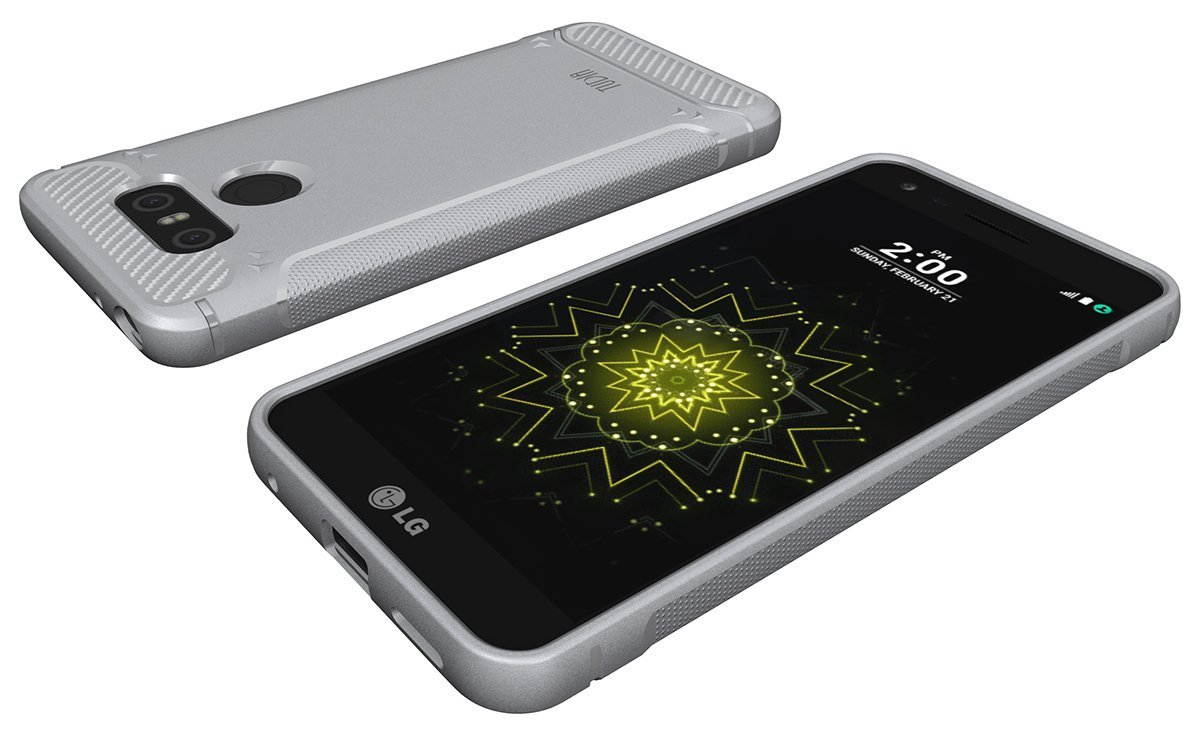 TUDIA Carbon Fiber Design Lightweight [TAMM] TPU Bumper Shock Absorption Case for LG G6 (Black)