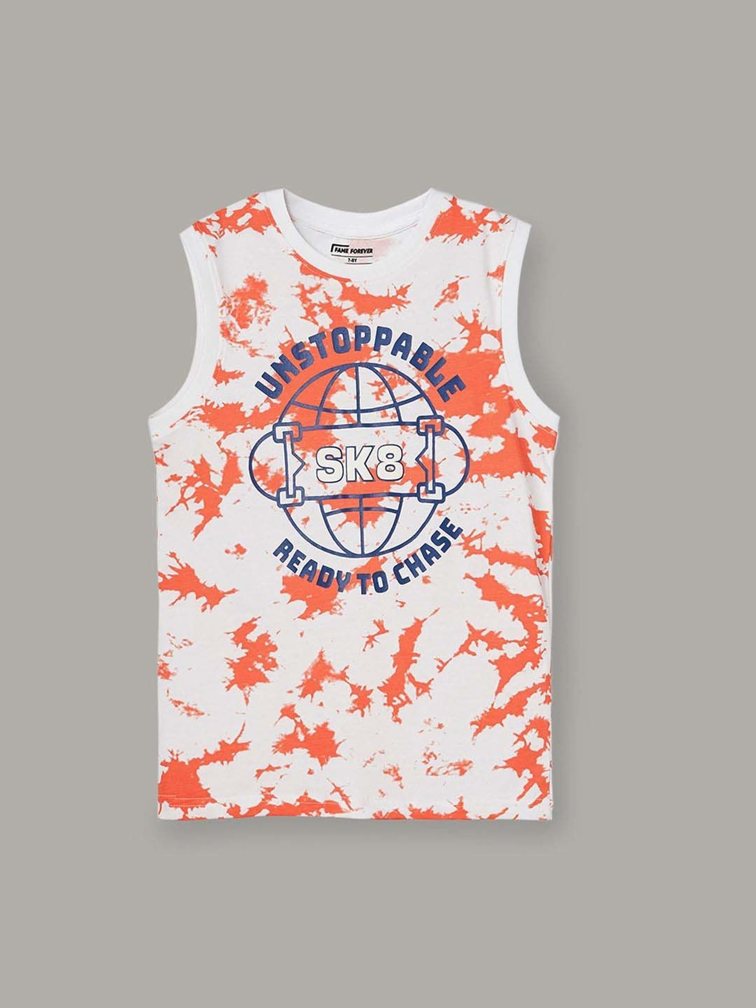 Fame Forever by Lifestyle Boys Orange Cotton Printed T Shirt