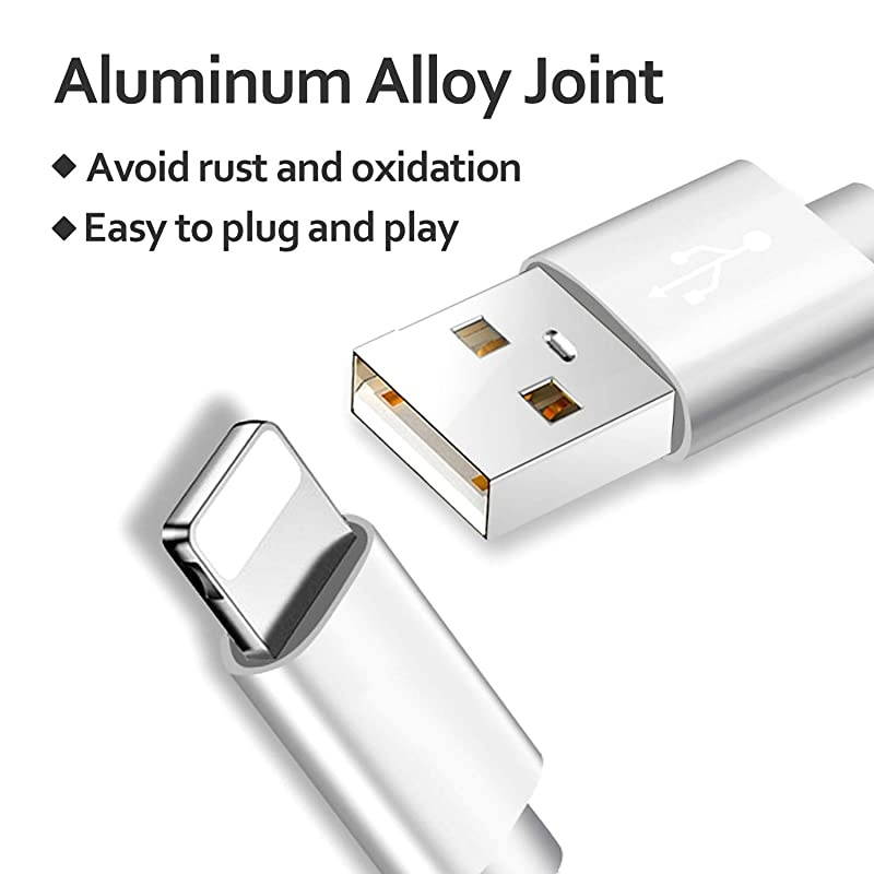 iPhone Charger, MFi Certified 5 Pack[3/3/6/6/10FT] USB Lightning Cable Nylon Braided Charging Cord Compatible for iPhone X/Max/12/11/8/7/6/6S/5/5S/SE/Plus/iPad - Silver