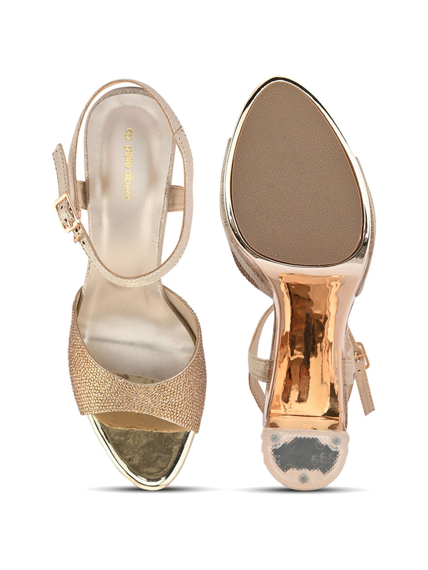 Pelle Albero Women's Gold Ankle Strap Sandals