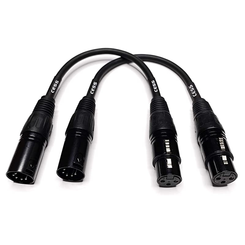 XLR 5-Pin Male to 3-Pin Female Cable - XLR5M to XLR3F - 2 Pack